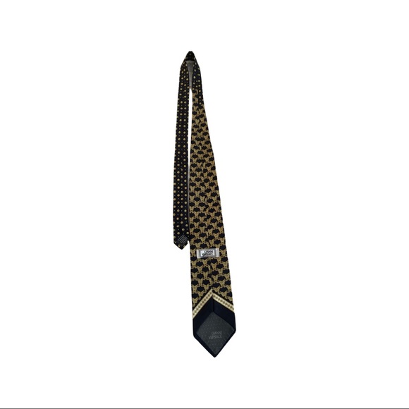 Versace Silk Tie Vintage Medusa Pattern Black/Gold - Picture 3 of 3